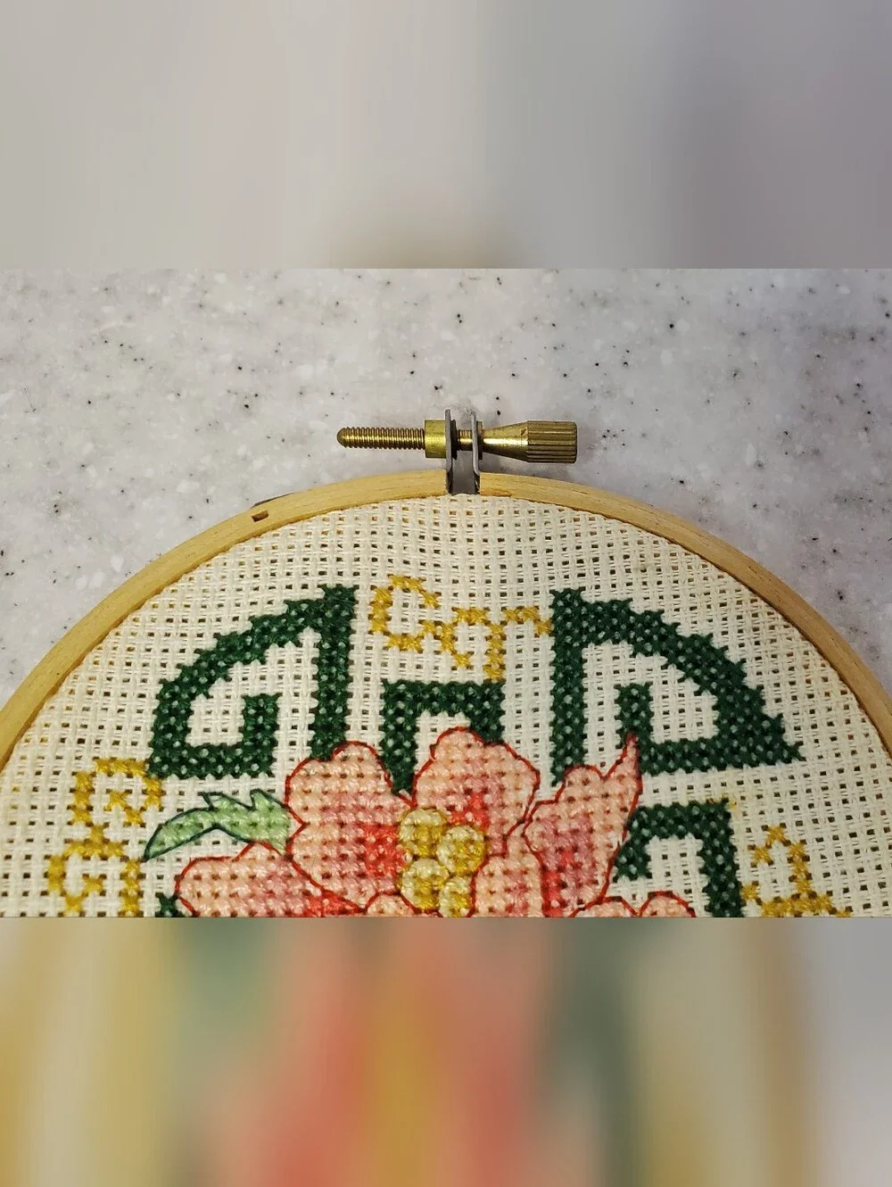 Vintage Floral Cross Stitch Embroidery Hoop Wall Art 4